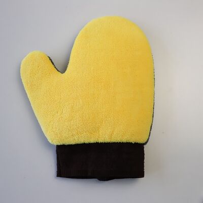 Bom preço Luva coral da lavagem de Microfiber do velo da pata de urso 23x19.5cm impermeável para a limpeza do carro on-line