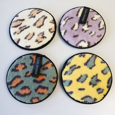 Bon prix Cosmétique 12x12cm Leopard Impression Microfibre Démaquillant Pads Ultra Doux Réutilisable en ligne